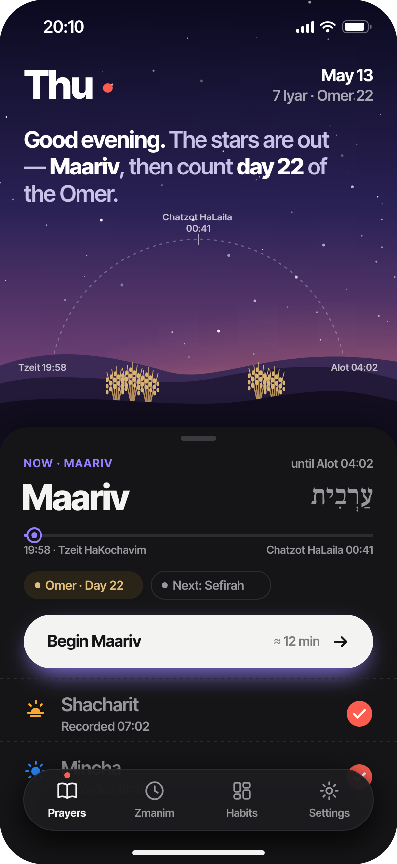 Maariv · Omer day 22